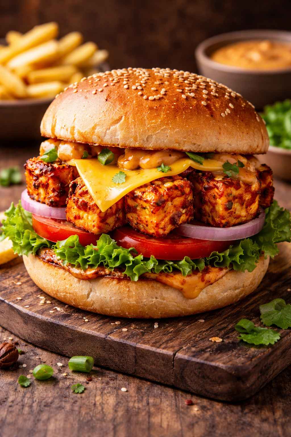 Cheese Paneer Burger (चीज पनीर बर्गर)
